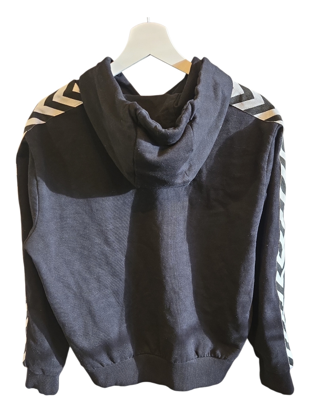 Hummel Black Hoodie with White Logo and Stripes - Picture 5 of 6